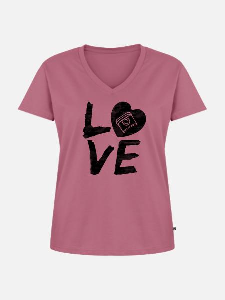 LOVE Kolben - Frauen Premium Bio T-Shirt mit V-Ausschnitt - Mauve