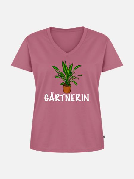 Gärtnerin Topfpflanze - Frauen Premium Bio T-Shirt mit V-Ausschnitt - Mauve