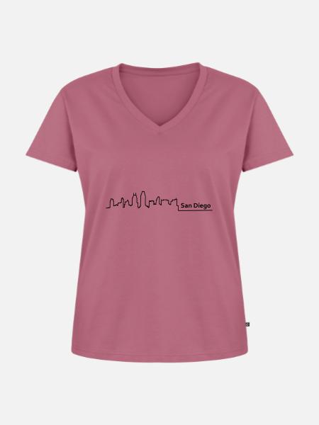 san diego skyline - Frauen Premium Bio T-Shirt mit V-Ausschnitt - Mauve