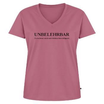 Lustiger Spruch für die Arbeit: unbelehrbar - Frauen Premium Bio T-Shirt mit V-Ausschnitt - Mauve - Vorne - AI Model Female 172 dark (172cm)