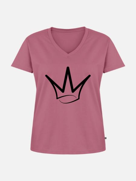 Krone - Frauen Premium Bio T-Shirt mit V-Ausschnitt - Mauve