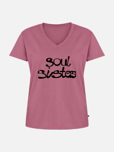 Soul Sisters - Frauen Premium Bio T-Shirt mit V-Ausschnitt - Mauve