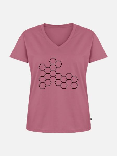 Waben - Frauen Premium Bio T-Shirt mit V-Ausschnitt - Mauve