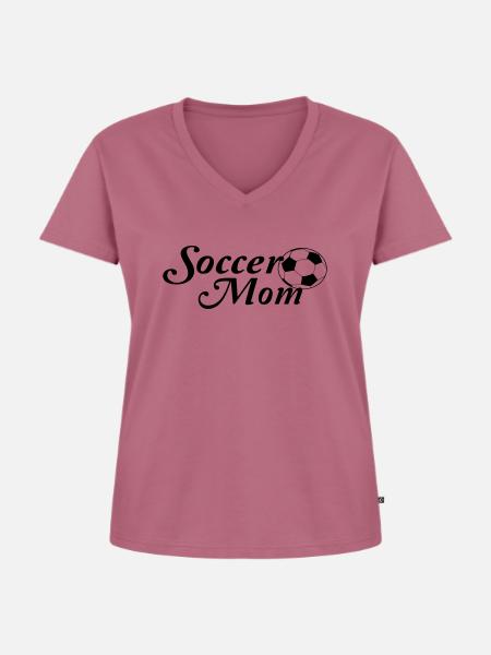 Fussballmama - Frauen Premium Bio T-Shirt mit V-Ausschnitt - Mauve