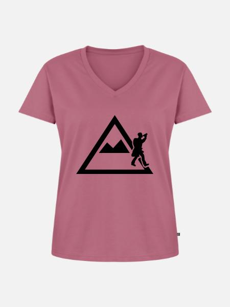 wandern - Frauen Premium Bio T-Shirt mit V-Ausschnitt - Mauve