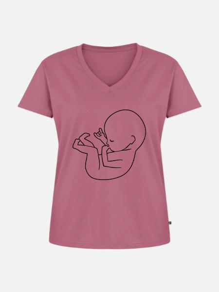 Rocker Fötus - Frauen Premium Bio T-Shirt mit V-Ausschnitt - Mauve