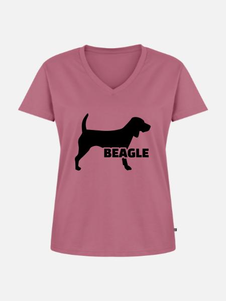 Beagle - Frauen Premium Bio T-Shirt mit V-Ausschnitt - Mauve
