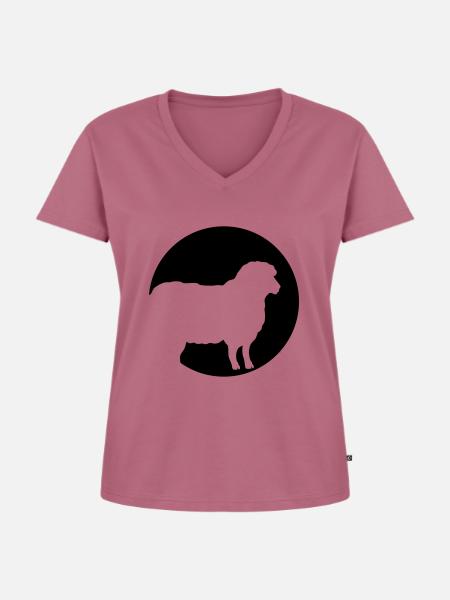 Sheep In Moonlight - Frauen Premium Bio T-Shirt mit V-Ausschnitt - Mauve