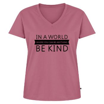 Be Kind - Slogan Design - Frauen Premium Bio T-Shirt mit V-Ausschnitt - Mauve - Vorne - AI Model Female 172 dark (172cm)