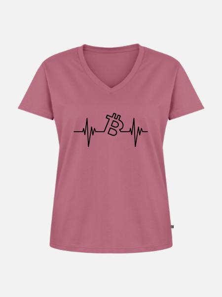 B Pulse Bitcoin - Frauen Premium Bio T-Shirt mit V-Ausschnitt - Mauve