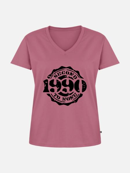 1990 - Second to None - Frauen Premium Bio T-Shirt mit V-Ausschnitt - Mauve