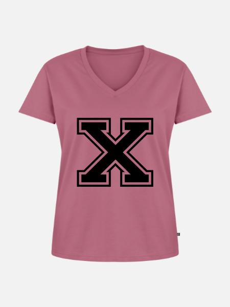 x - Frauen Premium Bio T-Shirt mit V-Ausschnitt - Mauve