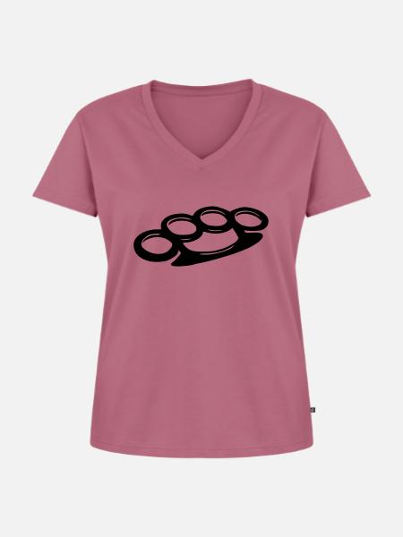 Schlagring - Frauen Premium Bio T-Shirt mit V-Ausschnitt - Mauve