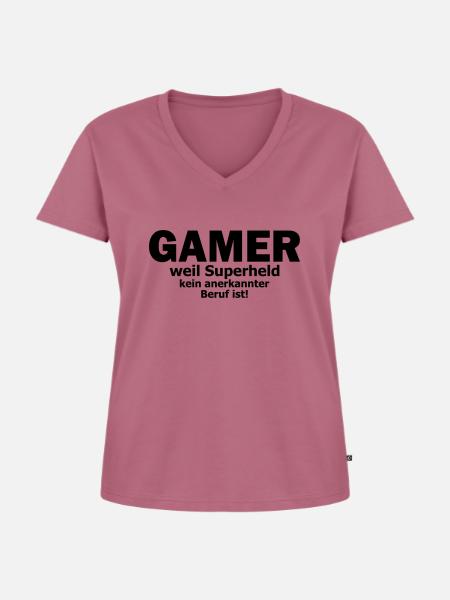 gamer - Frauen Premium Bio T-Shirt mit V-Ausschnitt - Mauve