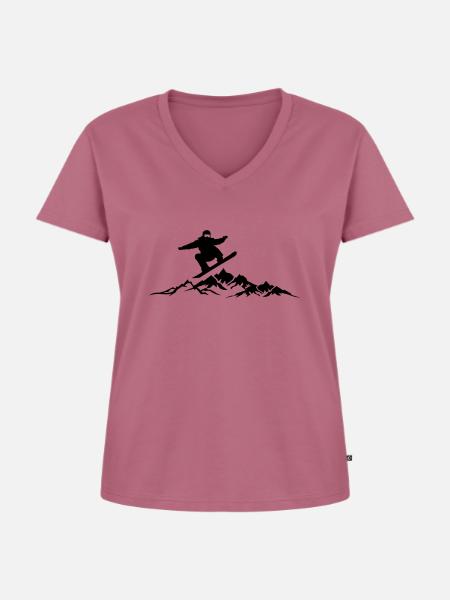 Wintersport - Snowboard - Frauen Premium Bio T-Shirt mit V-Ausschnitt - Mauve