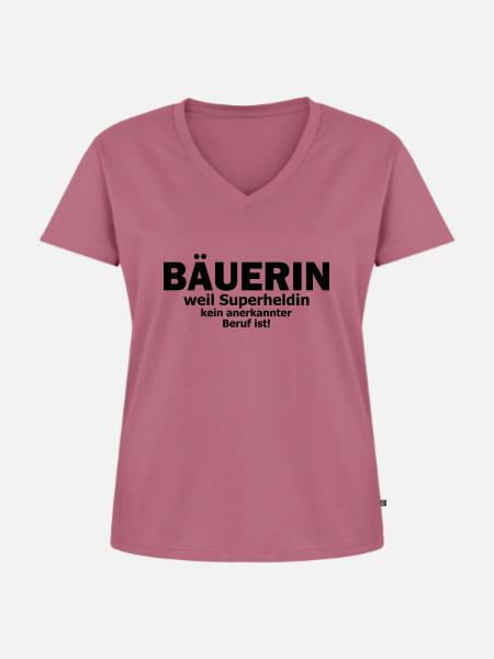 bäuerin - Frauen Premium Bio T-Shirt mit V-Ausschnitt - Mauve
