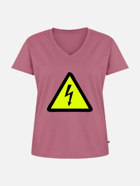 Blitz Warnschild - Frauen Premium Bio T-Shirt mit V-Ausschnitt - Mauve
