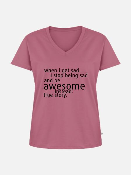 Not Sad but Awesome - Frauen Premium Bio T-Shirt mit V-Ausschnitt - Mauve