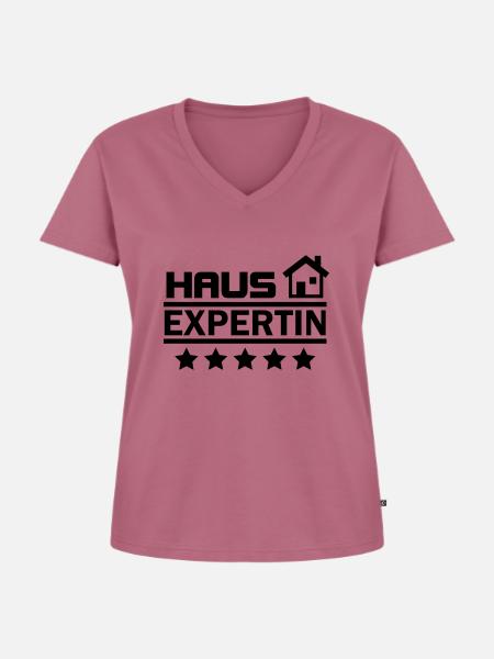 haus expertin - Frauen Premium Bio T-Shirt mit V-Ausschnitt - Mauve