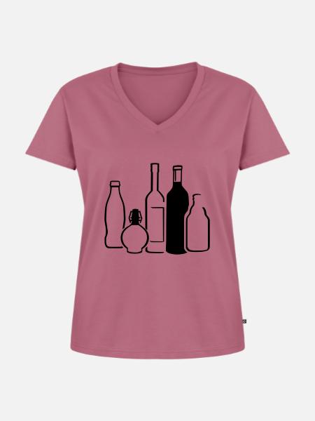 Flaschen - Frauen Premium Bio T-Shirt mit V-Ausschnitt - Mauve