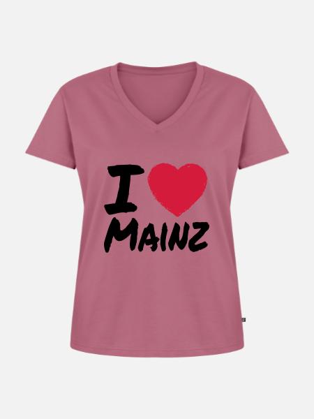 I Love Mainz - Frauen Premium Bio T-Shirt mit V-Ausschnitt - Mauve