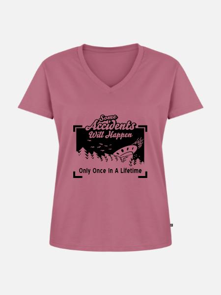 Accidents in Life - Frauen Premium Bio T-Shirt mit V-Ausschnitt - Mauve