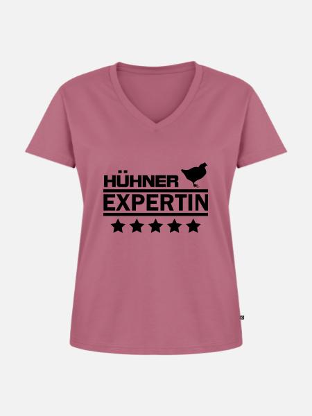 hühner expertin - Frauen Premium Bio T-Shirt mit V-Ausschnitt - Mauve