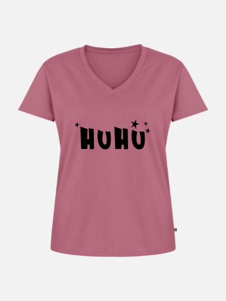 huhu - Frauen Premium Bio T-Shirt mit V-Ausschnitt - Mauve