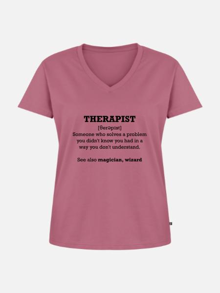 Therapist - wizard - Frauen Premium Bio T-Shirt mit V-Ausschnitt - Mauve