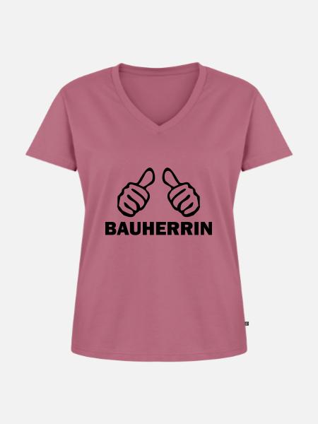 bauherrin - Frauen Premium Bio T-Shirt mit V-Ausschnitt - Mauve
