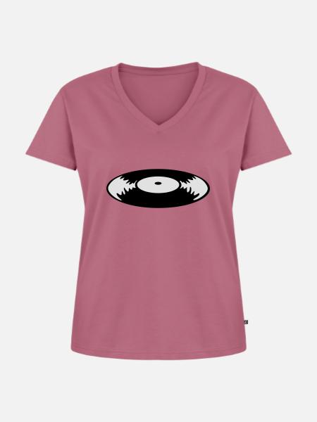 Schallplatte - Frauen Premium Bio T-Shirt mit V-Ausschnitt - Mauve