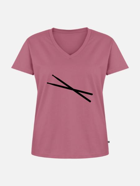 Drumsticks - Frauen Premium Bio T-Shirt mit V-Ausschnitt - Mauve