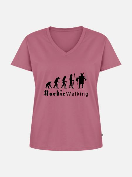 evolution_nordicwalking1 - Frauen Premium Bio T-Shirt mit V-Ausschnitt - Mauve