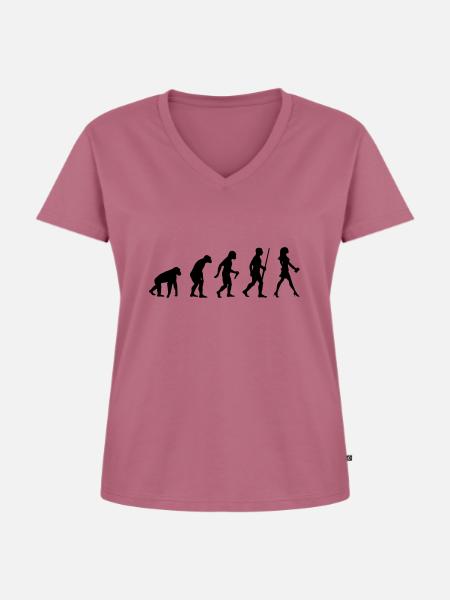 Evolution der Frau - Frauen Premium Bio T-Shirt mit V-Ausschnitt - Mauve
