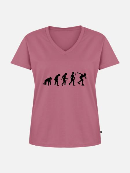 Inline Skater Evolution - Frauen Premium Bio T-Shirt mit V-Ausschnitt - Mauve
