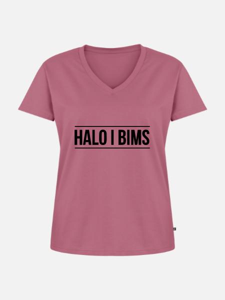 halo i bims - Frauen Premium Bio T-Shirt mit V-Ausschnitt - Mauve