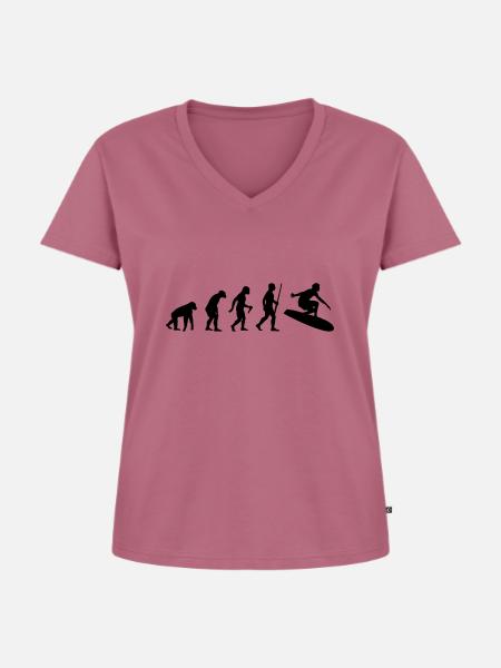 Surf Evolution - Frauen Premium Bio T-Shirt mit V-Ausschnitt - Mauve