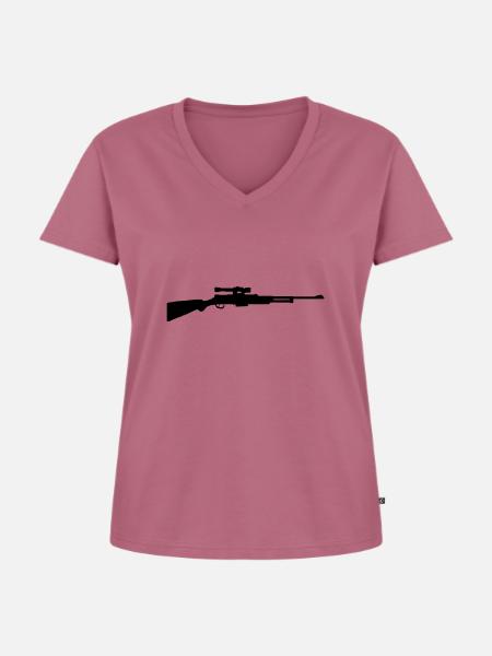 Gewehr - Frauen Premium Bio T-Shirt mit V-Ausschnitt - Mauve