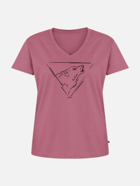 Wolf Triangle - Frauen Premium Bio T-Shirt mit V-Ausschnitt - Mauve