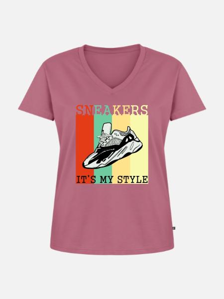 Sneaker - Frauen Premium Bio T-Shirt mit V-Ausschnitt - Mauve