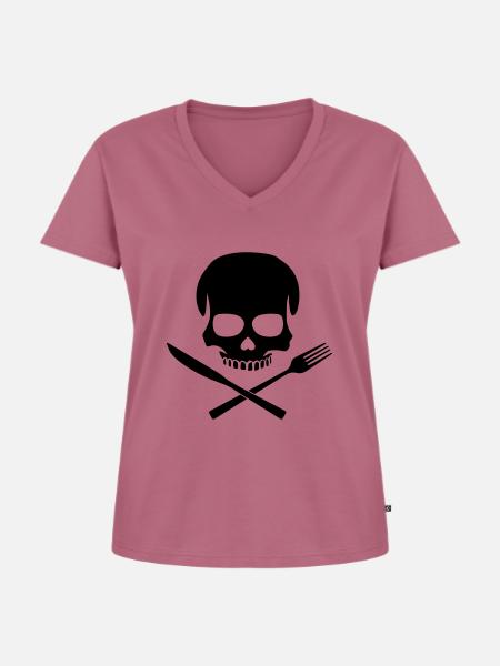 Kitchen Skull - Frauen Premium Bio T-Shirt mit V-Ausschnitt - Mauve