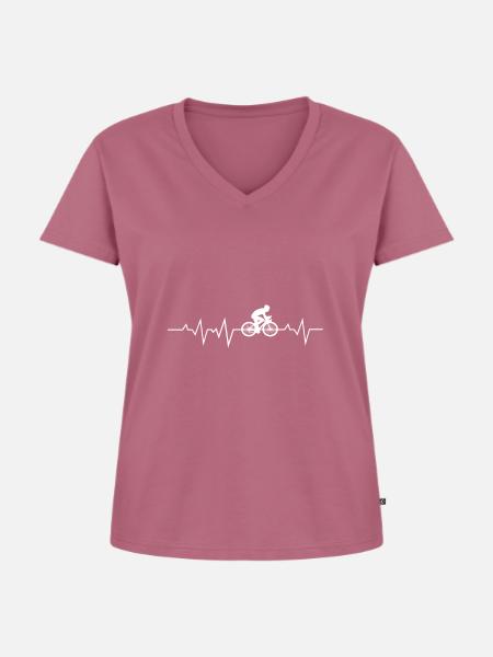 Radfahrer Herz - Frauen Premium Bio T-Shirt mit V-Ausschnitt - Mauve