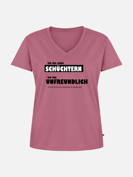 Unfreundlich oder schüchtern - Frauen Premium Bio T-Shirt mit V-Ausschnitt - Mauve
