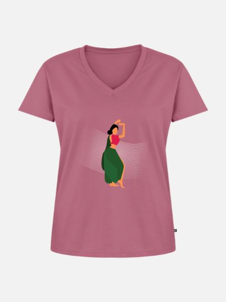 BOLLYWOOD-TÄNZER - Frauen Premium Bio T-Shirt mit V-Ausschnitt - Mauve