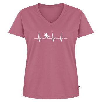 EKG Kurve - Herzkurve - Schornsteinfeger - Glück - Frauen Premium Bio T-Shirt mit V-Ausschnitt - Mauve - Vorne - AI Model Female 172 dark (172cm)