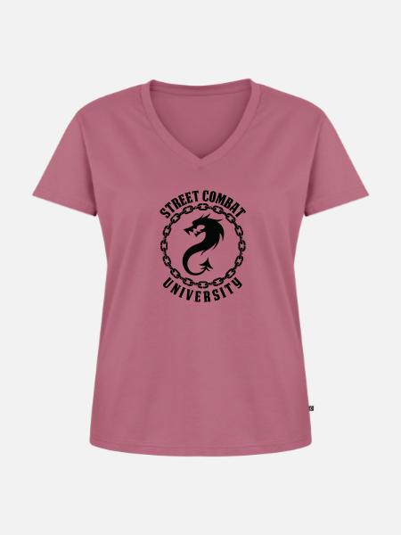 Street Combat University - Frauen Premium Bio T-Shirt mit V-Ausschnitt - Mauve