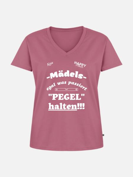 Pegel halten Mädels - Frauen Premium Bio T-Shirt mit V-Ausschnitt - Mauve