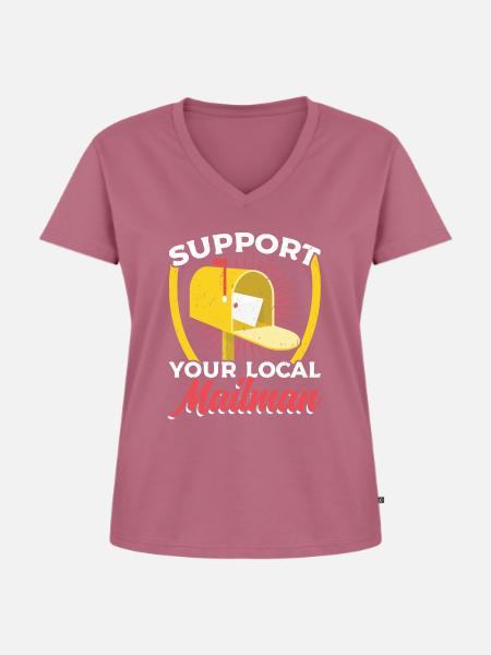 Support Your Local Mailman - Frauen Premium Bio T-Shirt mit V-Ausschnitt - Mauve