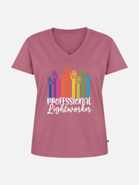 Professioneller Lichtarbeiter - Reiki - Frauen Premium Bio T-Shirt mit V-Ausschnitt - Mauve