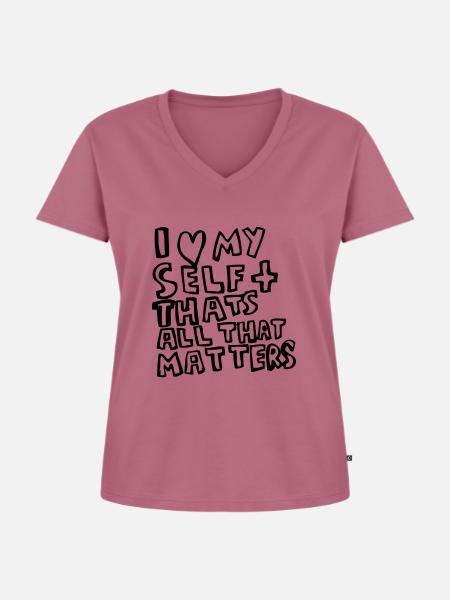I heart Myself - Frauen Premium Bio T-Shirt mit V-Ausschnitt - Mauve